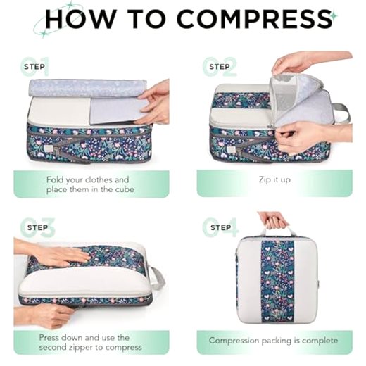 OlarHike 6 Set Compression Packing Cubes for Travel Essentials